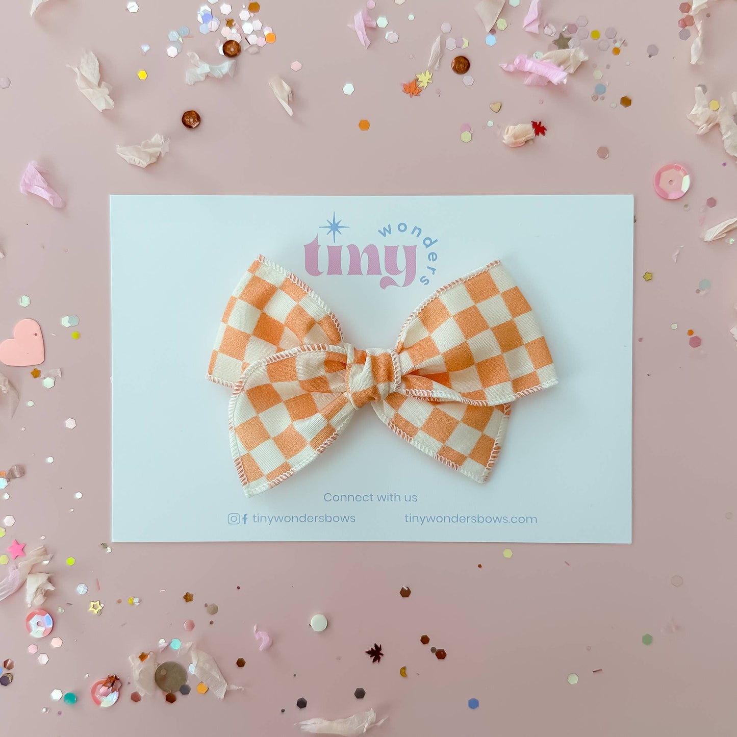 Orange Checkered Bow
