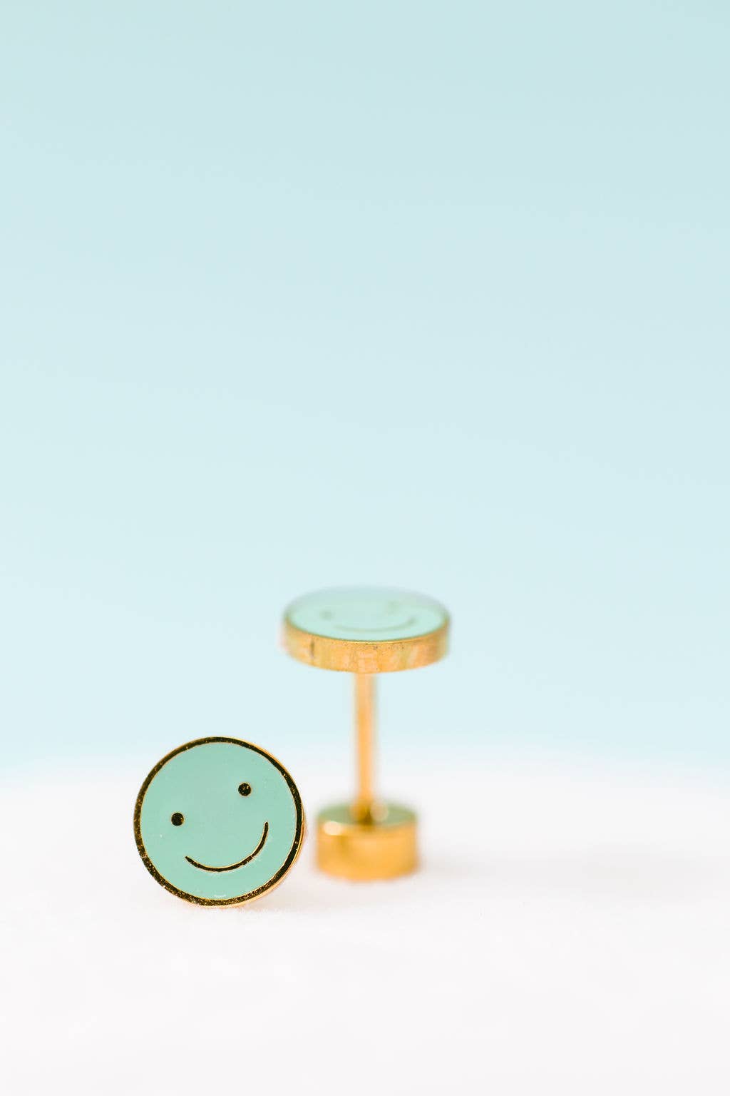 Mint Smiley Stud Earrings