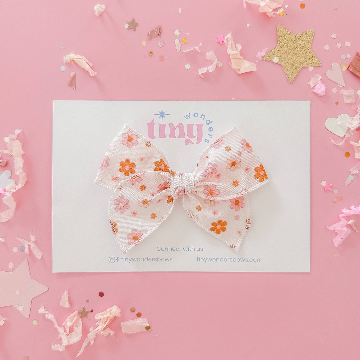 Pink and Brown Floral Bow Piggies