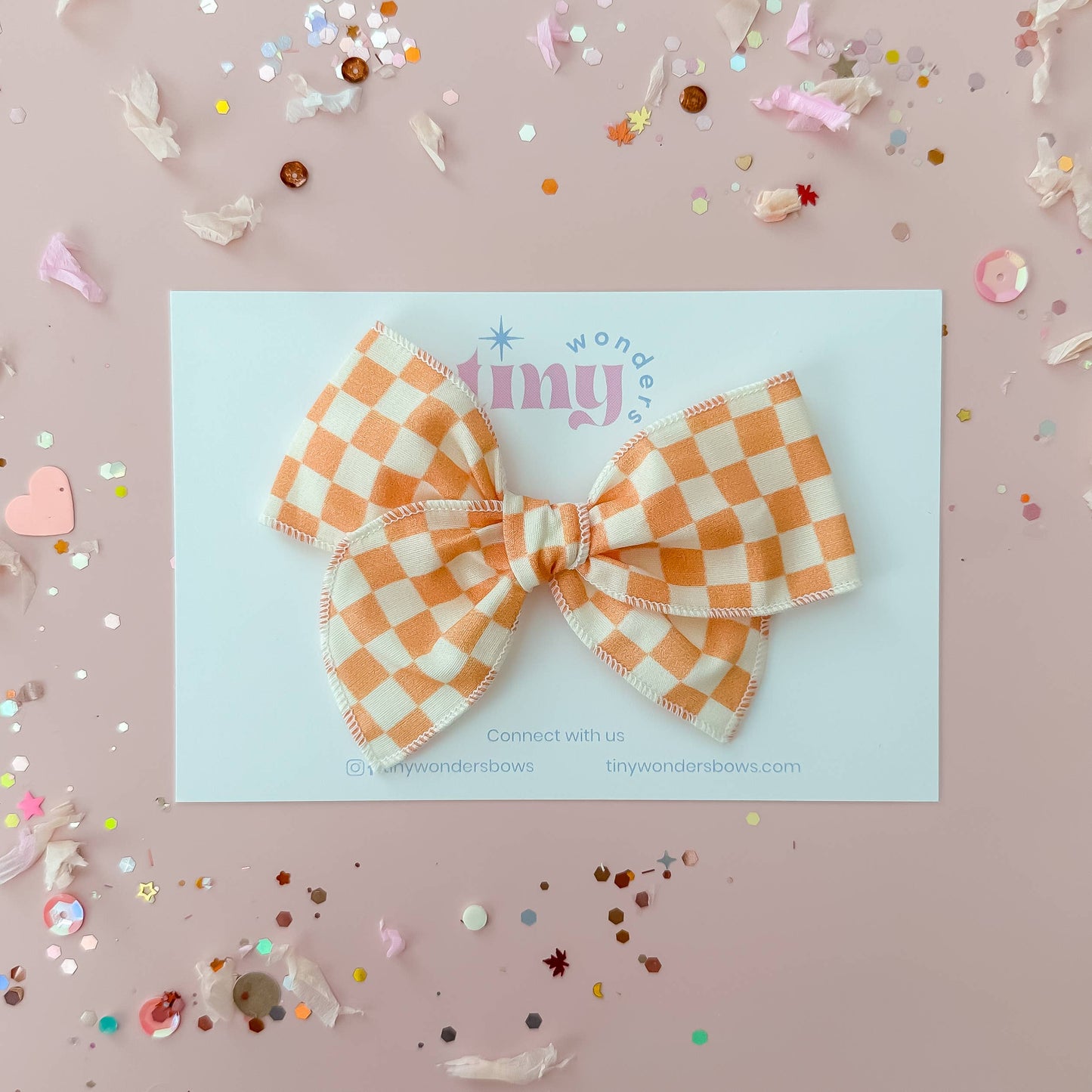 Orange Checkered Bow