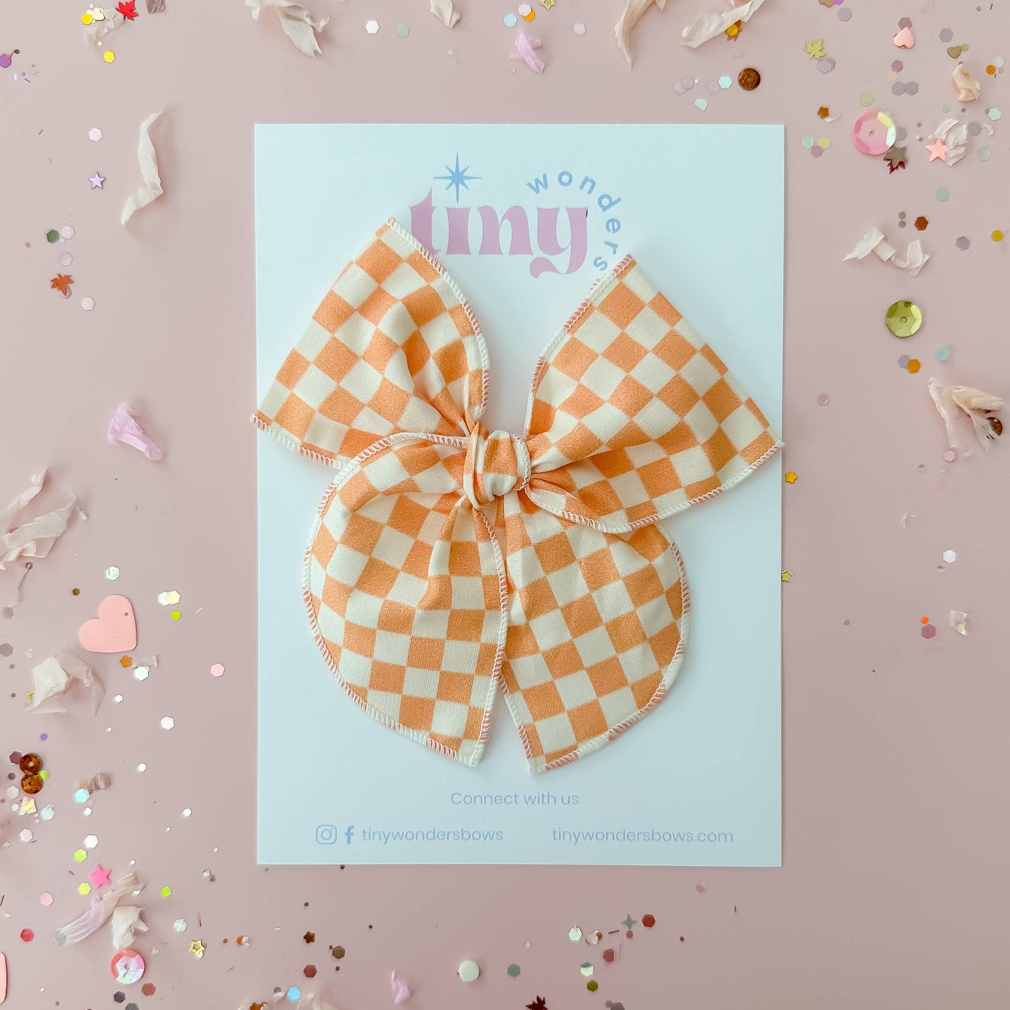 Orange Checkered Bow