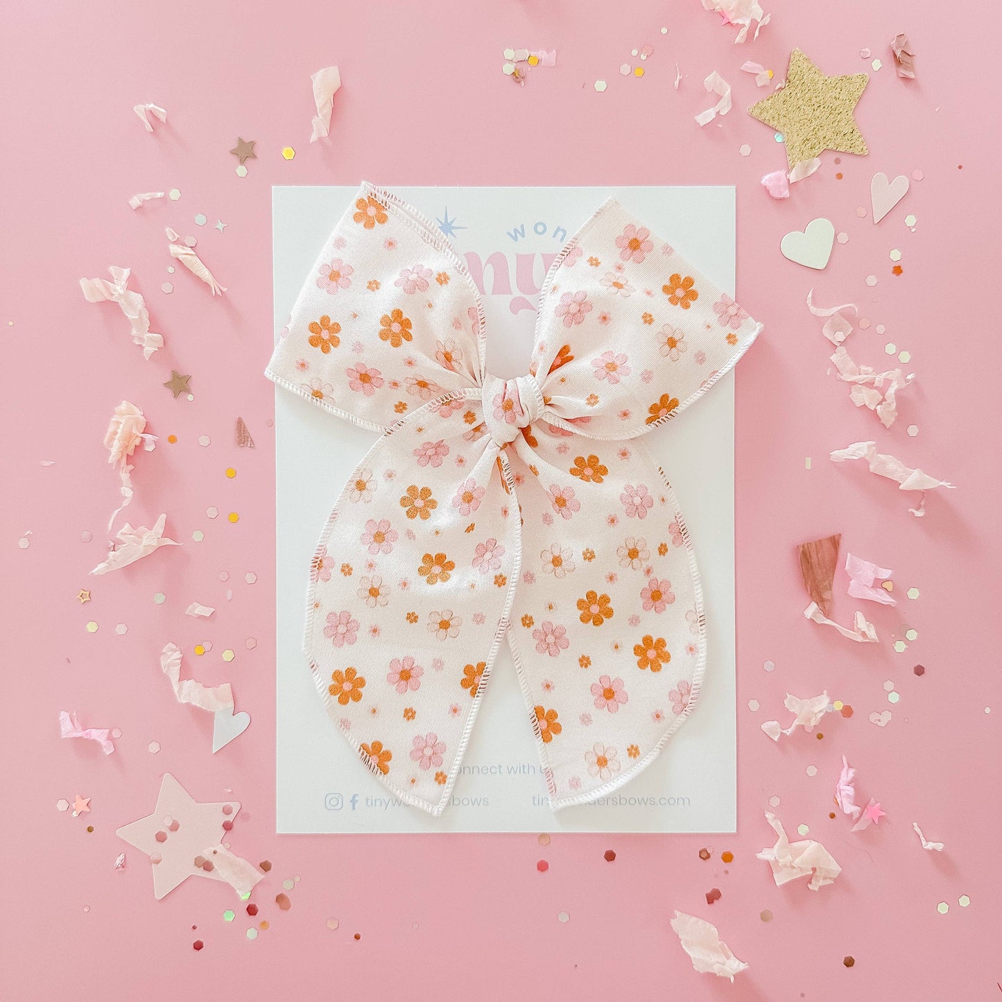 Pink and Brown Floral Bow Piggies
