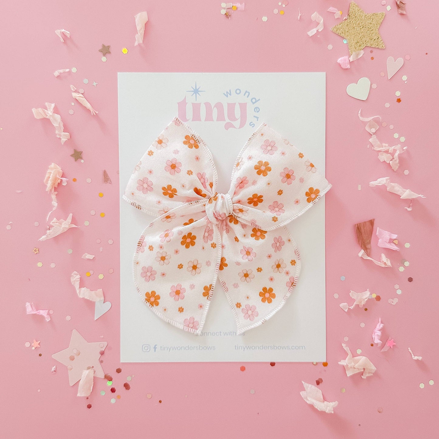 Pink and Brown Floral Bow Piggies