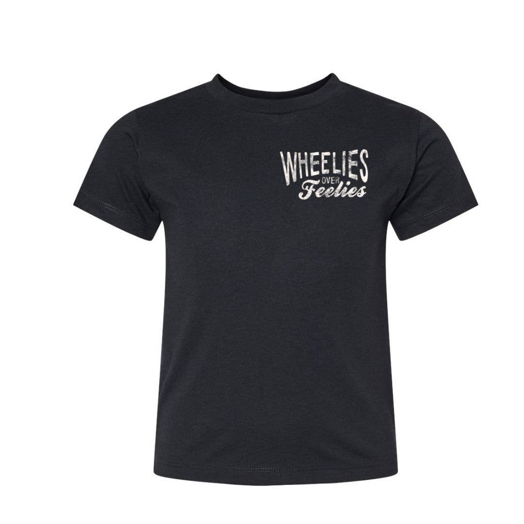 Wheelies over Feelies graphic tee