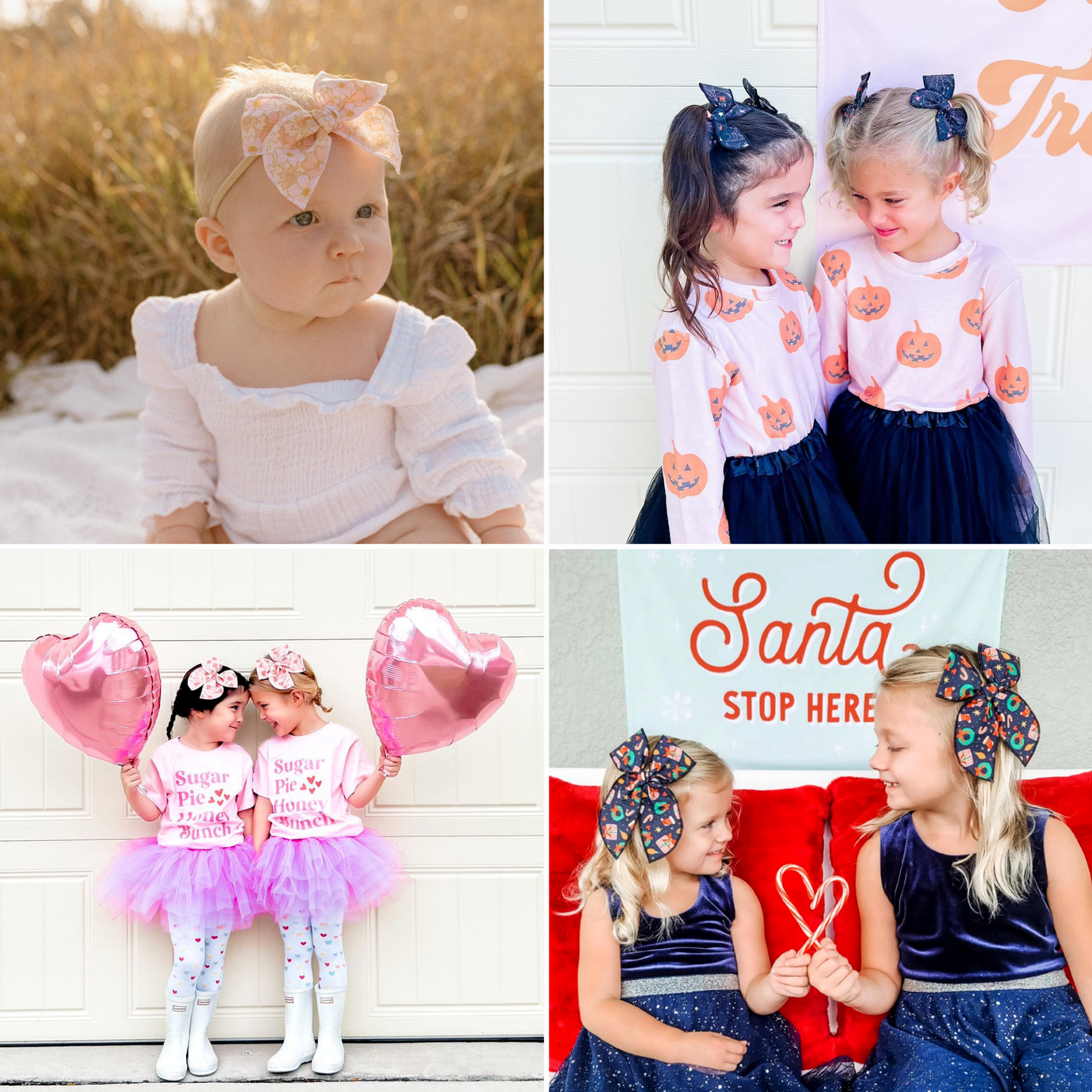 Pink and Brown Floral Bow Piggies