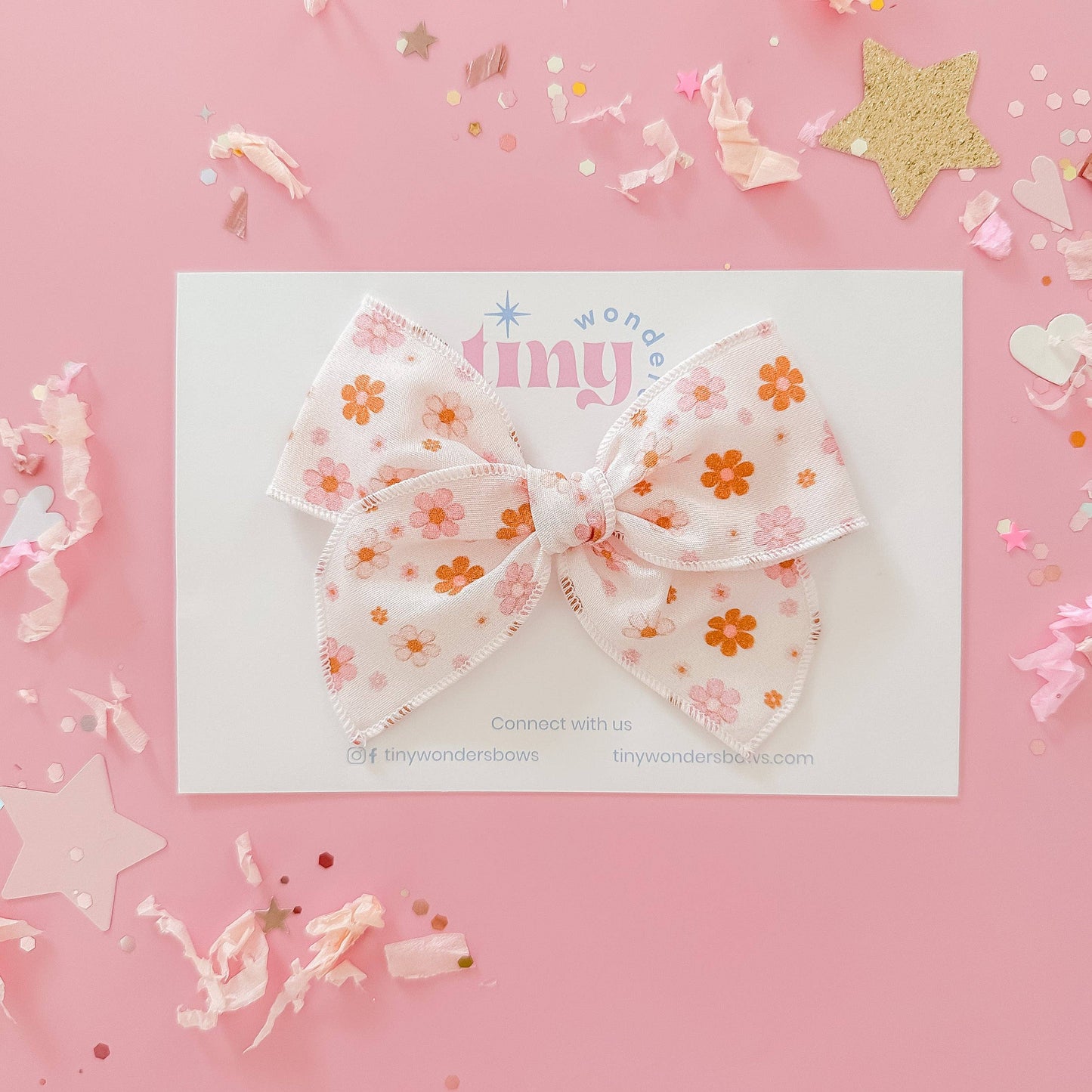 Pink and Brown Floral Bow Piggies