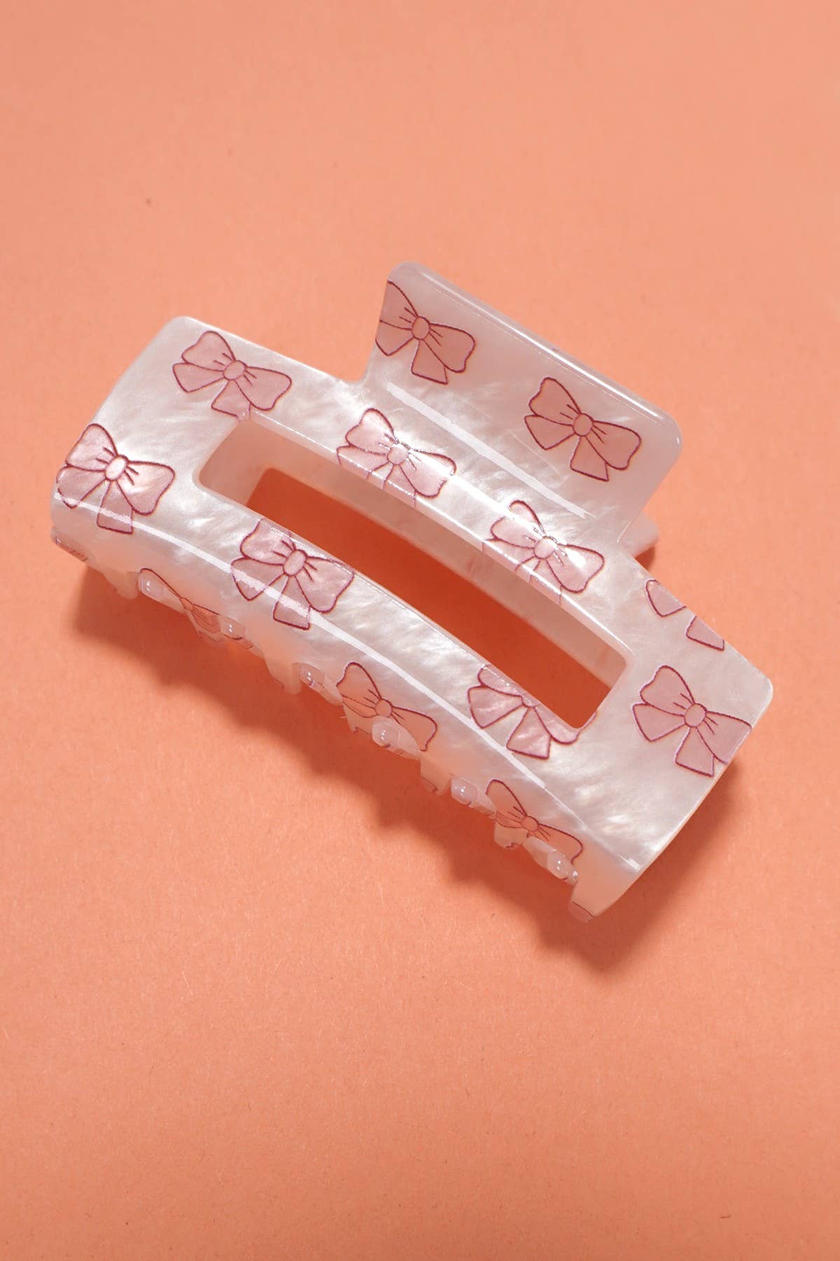 JUMBO CHERRY BOW RECTANGLE HAIR CLAW CLIPS