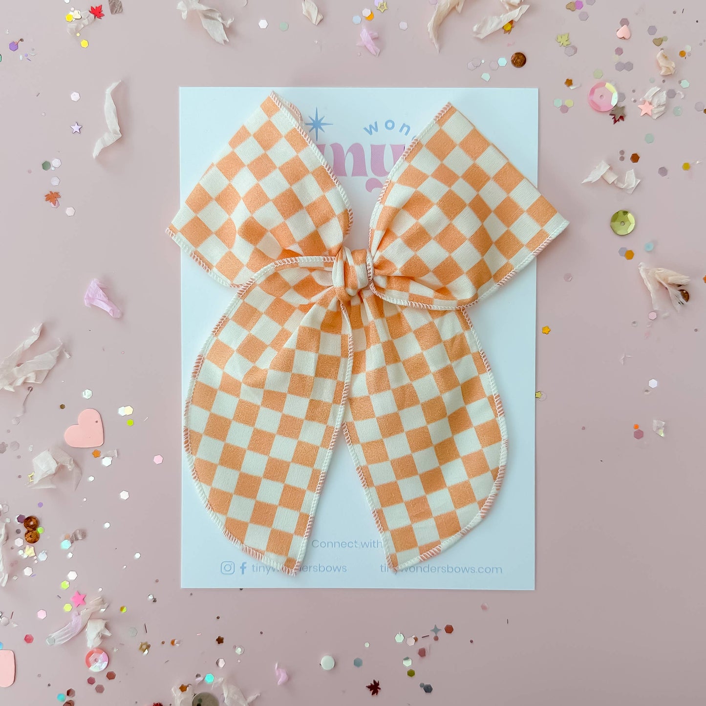 Orange Checkered Bow