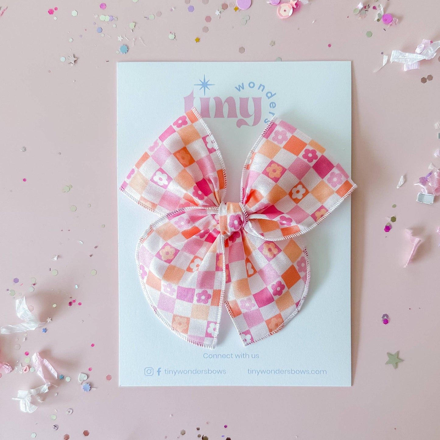 Floral Checkered Bow Piggies