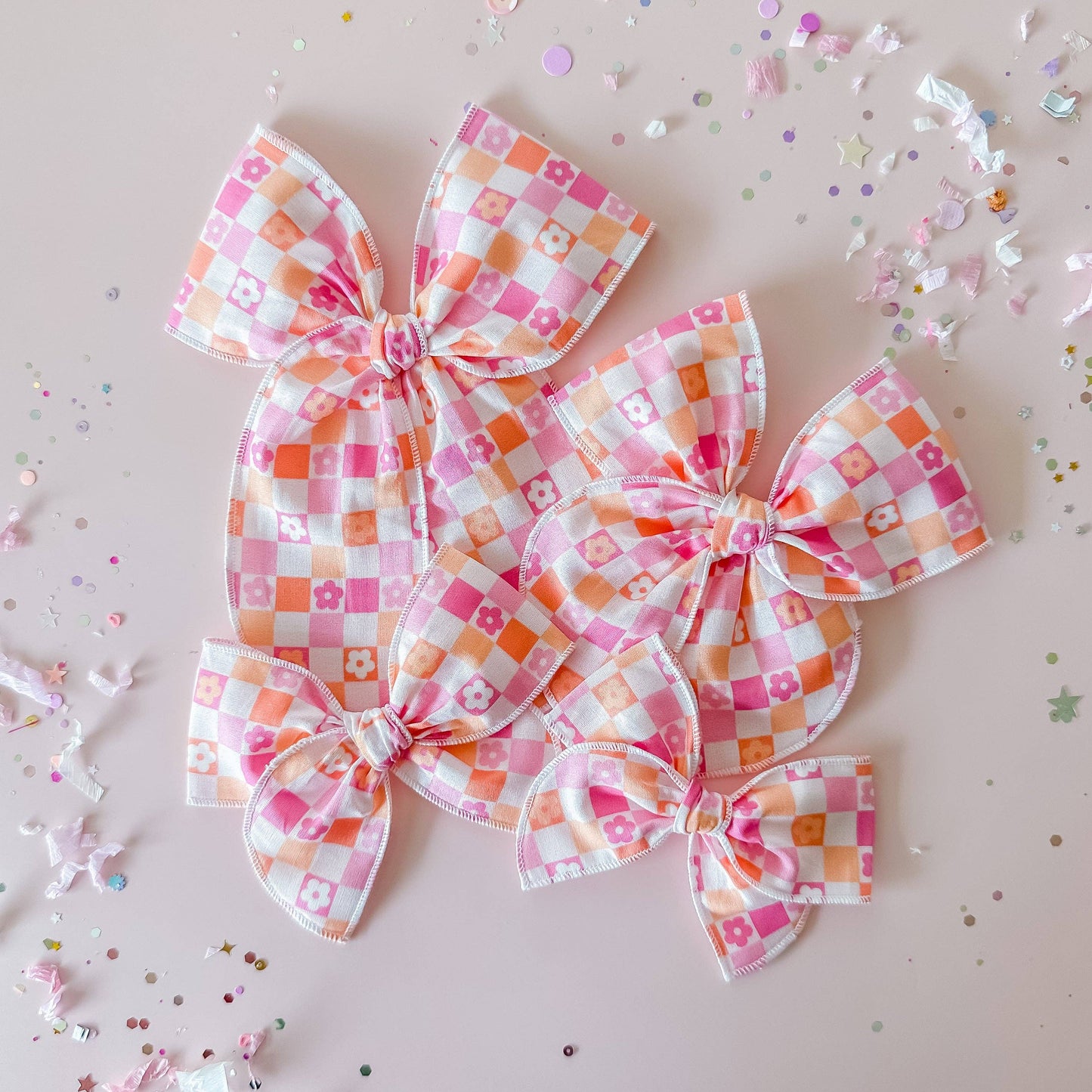 Floral Checkered Bow Piggies