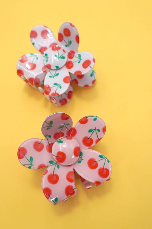 FLOWER CHERRY HAIR CLAW CLIPS
