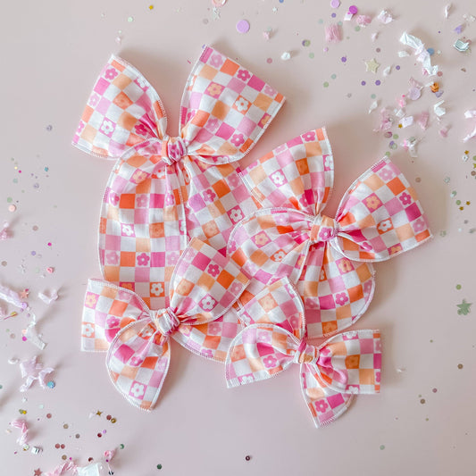 Floral Checkered Bow Piggies
