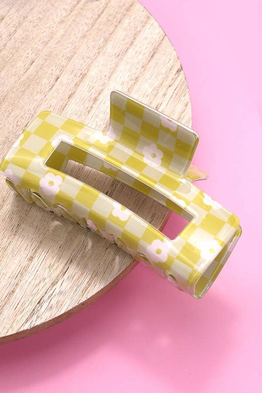 Daisy checker hair claw clip