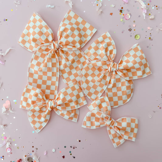 Orange Checkered Bow